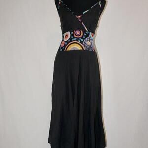Women's Black and Multi Color Eclectic Print Dress